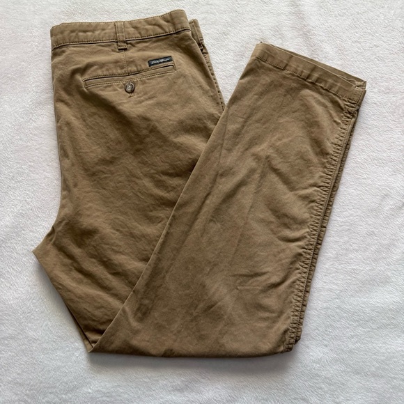 Eddie Bauer Pants Flat Front Khaki Men’s Legend Wash Slim Fit Tan W38 - Picture 1 of 16